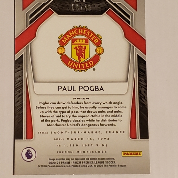 Paul Pogba (MU) - 2020-21 Panini Prizm Premier League Soccer Card - Purple Prizm - Picture 2 of 3